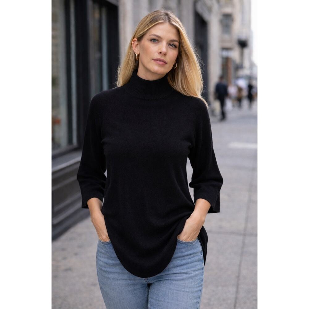 Naadam 100% Cashmere Turtleneck Sweater Black CBK Quiet Luxury Minimalist Size M